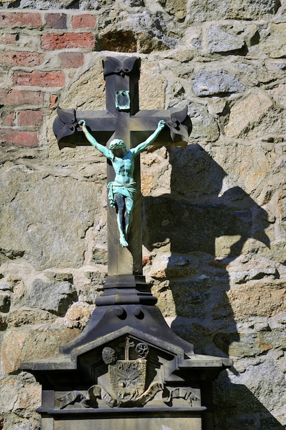 Crucifixion of jesus christ on the grave in the cemetery