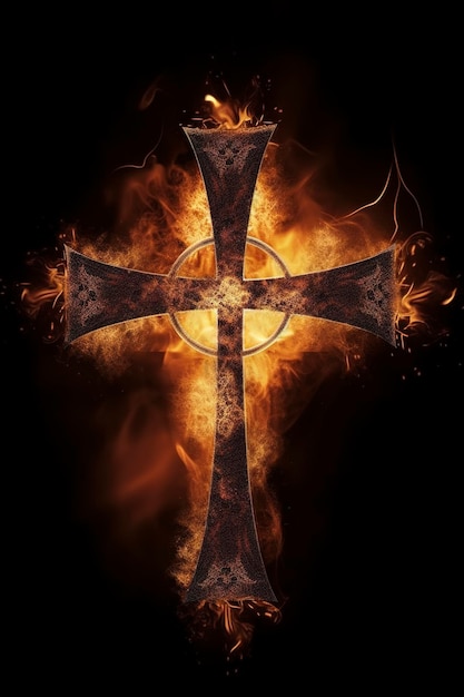 Crucifixion of jesus christ three crosses at sunsetg generate ai