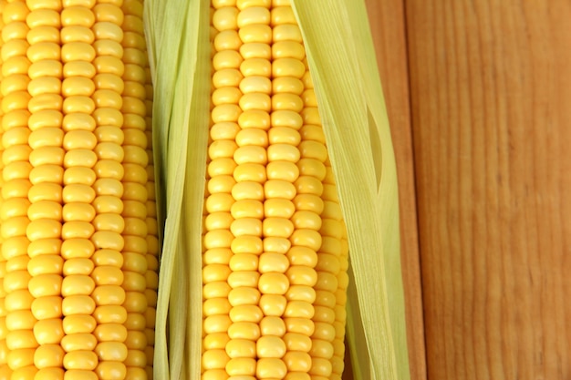 Crude corns on wooden table