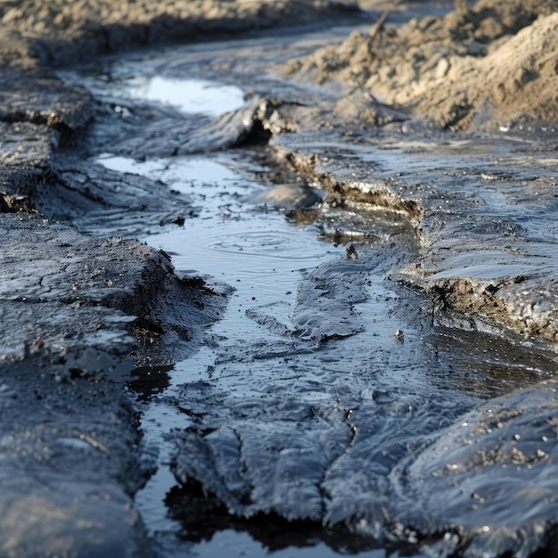 Photo crude oil spills on land pollution