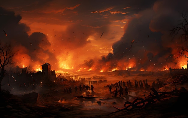 Cruel war scenes digital painting background