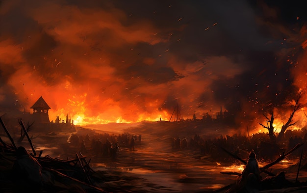 Cruel war scenes digital painting background