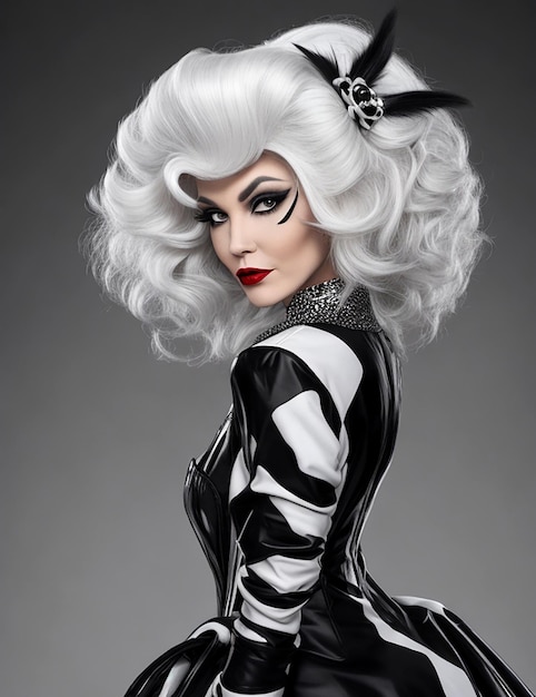 Cruella De Ville modeontwerp zwart en wit haar