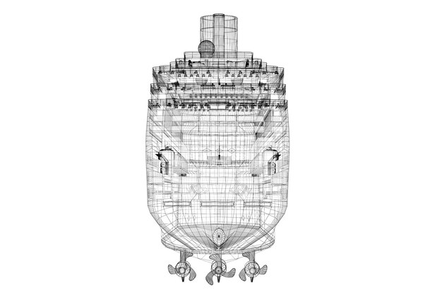 Cruise liner, ship,  body structure, wire model