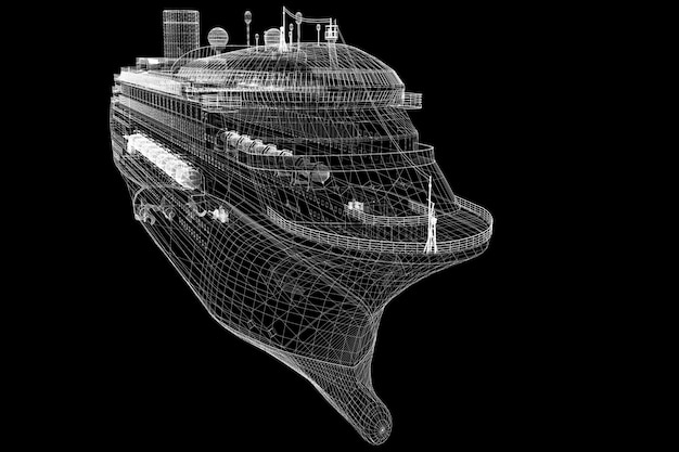 Cruise liner, ship,  body structure, wire model