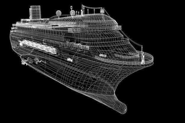 Cruise liner, ship,  body structure, wire model