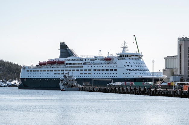 Cruise ship anchored at harbor