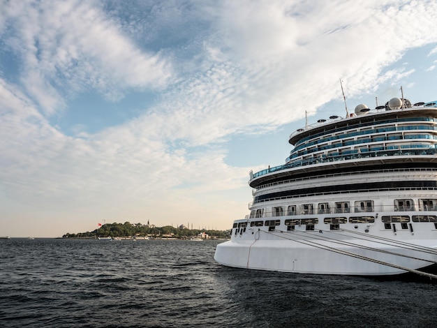 Cruise ship docked in port