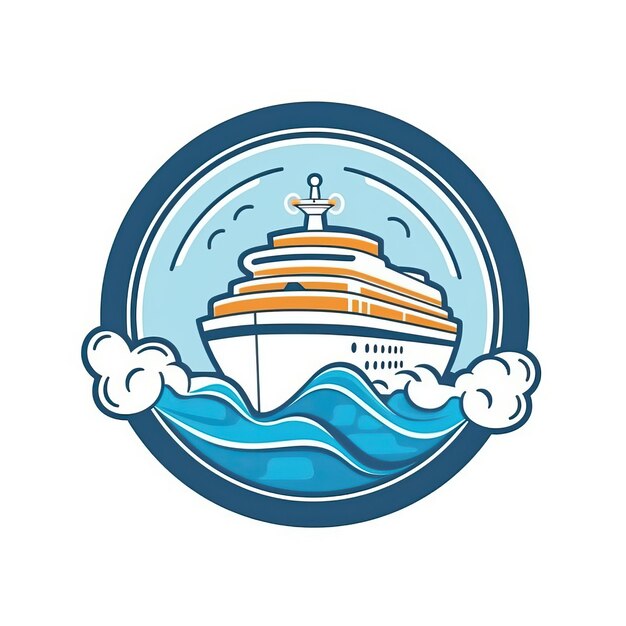 Photo cruise ship icon orange blue