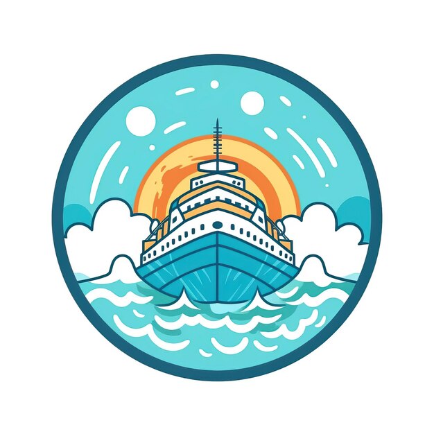 Photo cruise ship icon orange blue