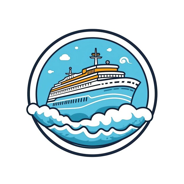 Photo cruise ship icon orange blue