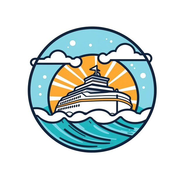 Photo cruise ship icon orange blue