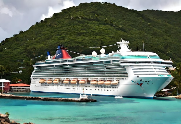 Photo a cruise ship is docked in a harbor