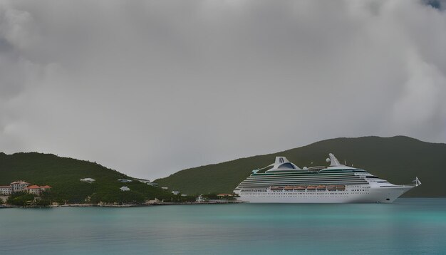 Photo a cruise ship is docked in the water