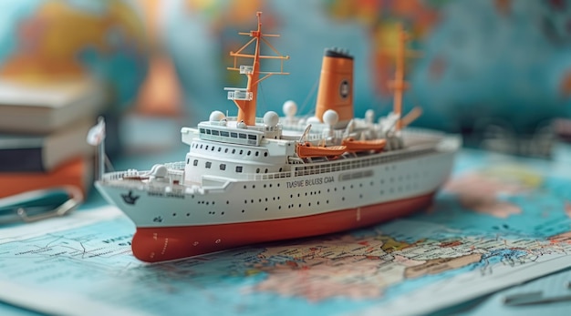 Cruise Ship Model Positioned on Map