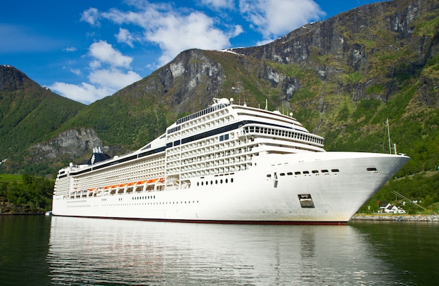 Cruise ship in norway fjiord