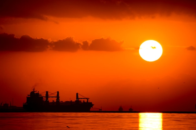 Cruise Ship Sailing Into Sunset