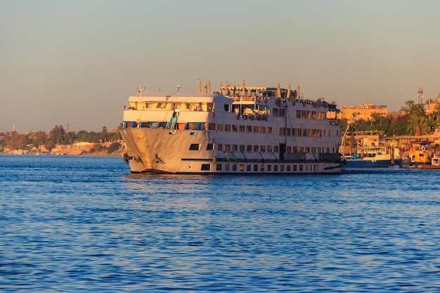 Cruise ship sailing on the Nile river Egypt