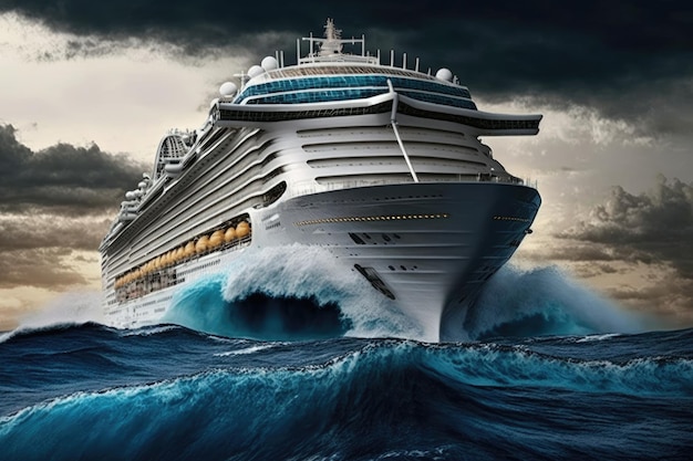 Cruise Ship Sailing On Sea Generative AI