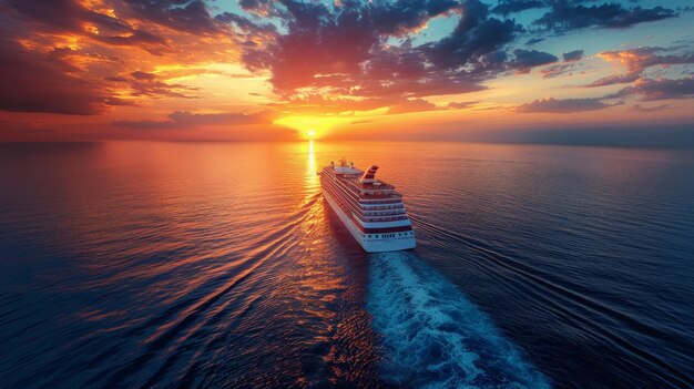 Nave da crociera al tramonto