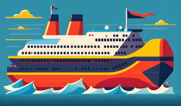 Cruise ship in the style of bright geometric abstractions by Generative AI
