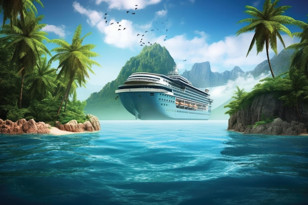 Cruise ship vacation in the caribbean photo realistic landscapes