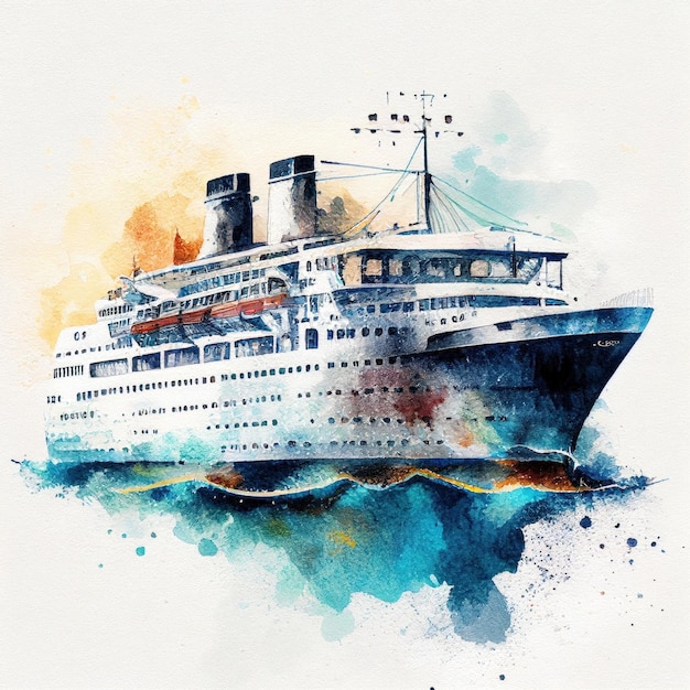 Cruise ship in watercolor style by Generative AI