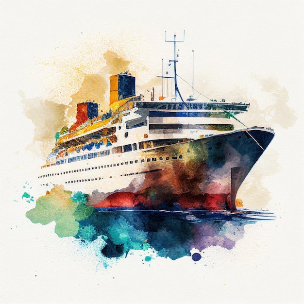 Cruise ship in watercolor style by Generative AI