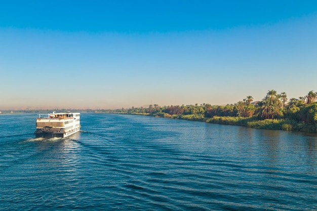 Cruise ships on the Nile River Magnificent view of the Nile Aswan Egypt October 20 2023