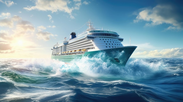 Cruiseschepen steken de zeeën over AI gegenereerde afbeelding