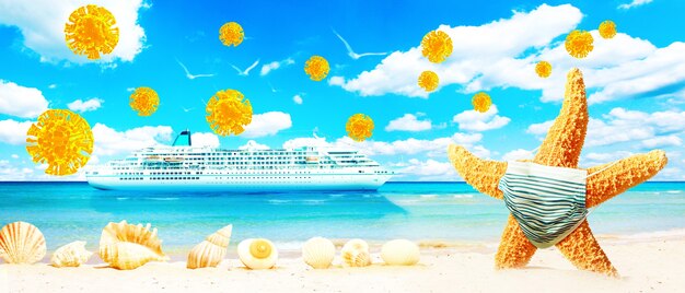 cruiseschip op zonnig strand