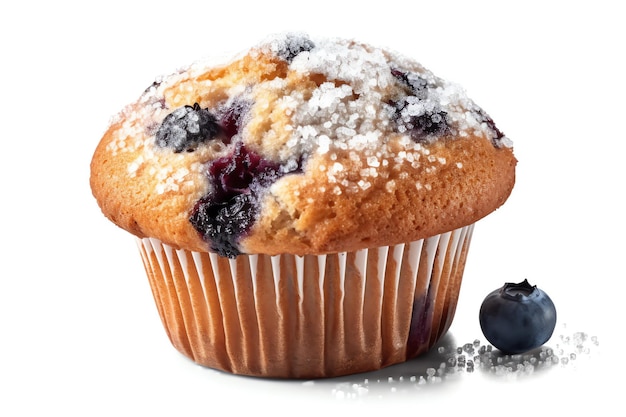 A crumbly blueberry muffin with a sugardusted top