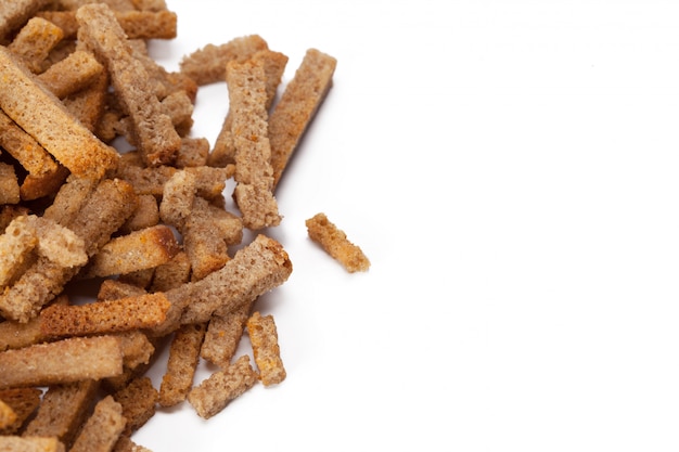 Photo crumbs of bread croutons