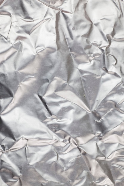 Crumpled aluminum foil background.