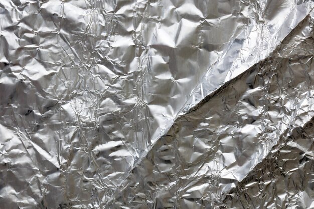 Crumpled Aluminum Foil Texture Silver Background Metallic Background