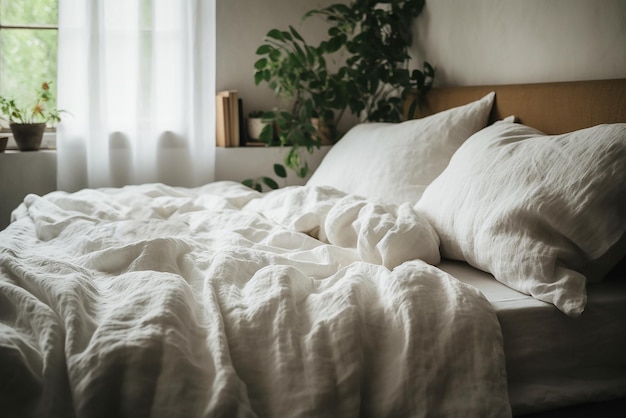 Фото Скрученная кровать на кровати в спальне утром