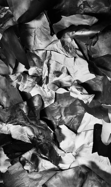 Crumpled black and white paper background