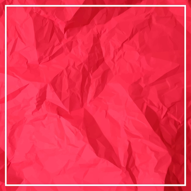 Crumpled bright red paper background texture