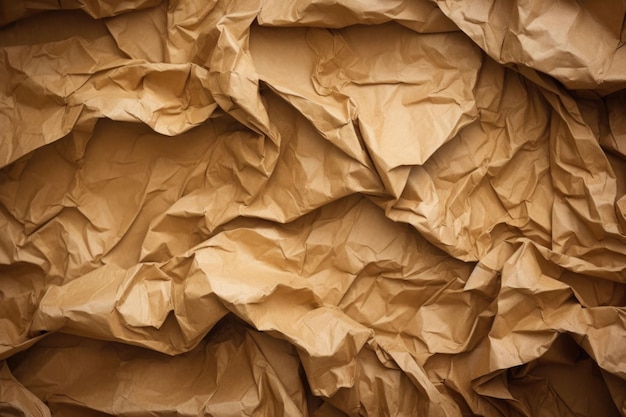 Crumpled brown paper background Generative AI illustration