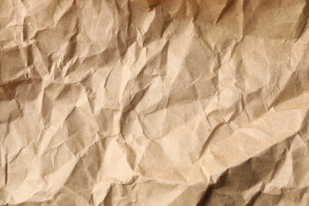 Crumpled craft paper texture, close up