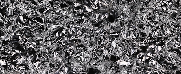 crumpled foil abstract background black and white silver effect