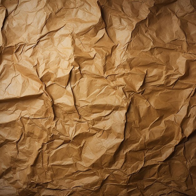 Photo crumpled old brown cardboard paper texture background