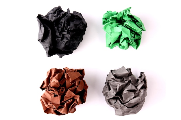 Crumpled paper against a white background.