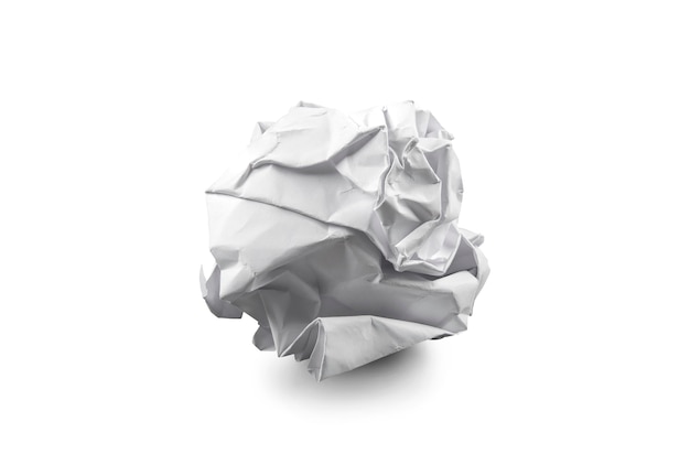 crumpled paper ball isolated on white background