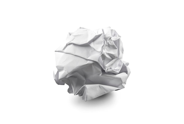 Crumpled paper ball isolated on white background