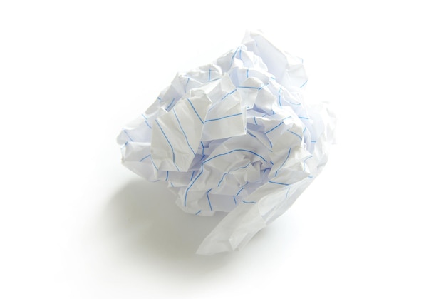 Photo crumpled paper ball isolated on a white