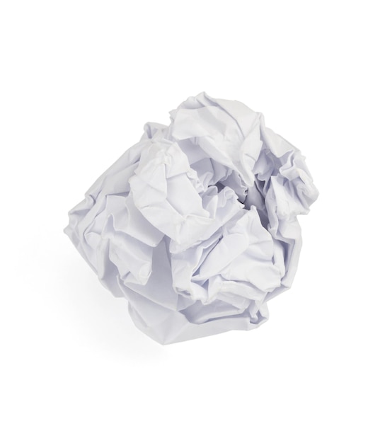 Photo crumpled paper ball on white background
