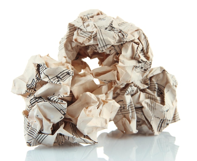 Photo crumpled paper balls isolated on white