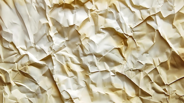 Photo crumpled paper texture with natural creases and folds