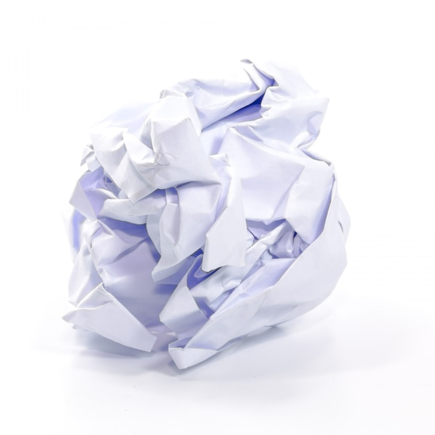 Crumpled paper on white isolated